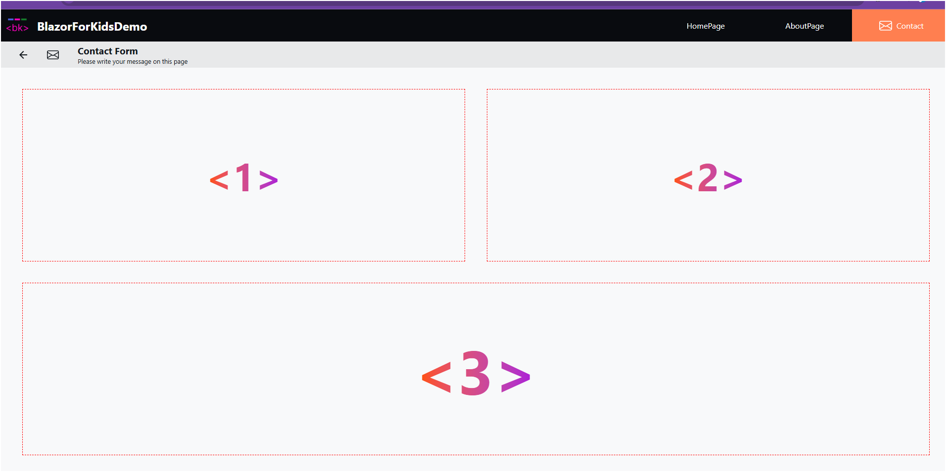 Contact page with custom layout and placeholders